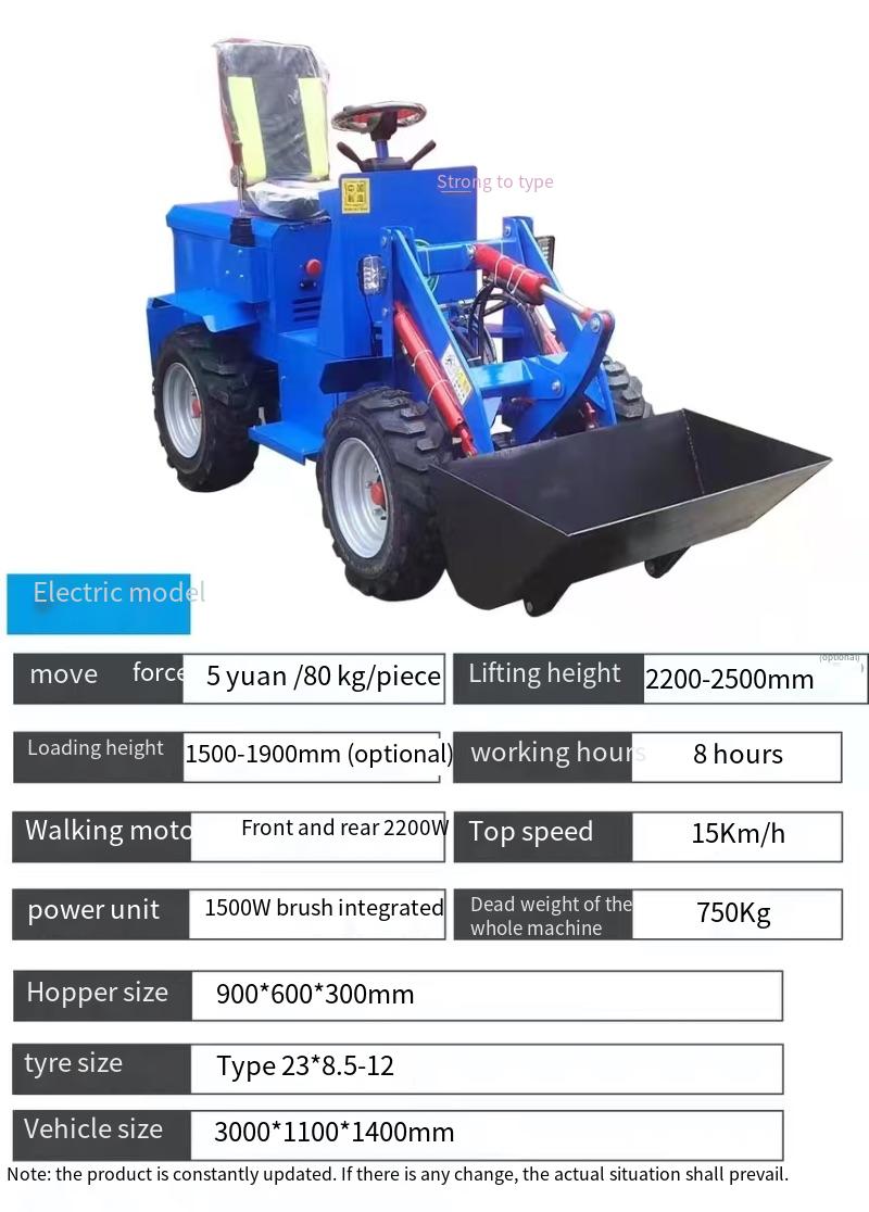 Chinese Small Front Compact Loader Machine with Attachments Price Cheap Electric Front Mini Articulating Wheel Loader