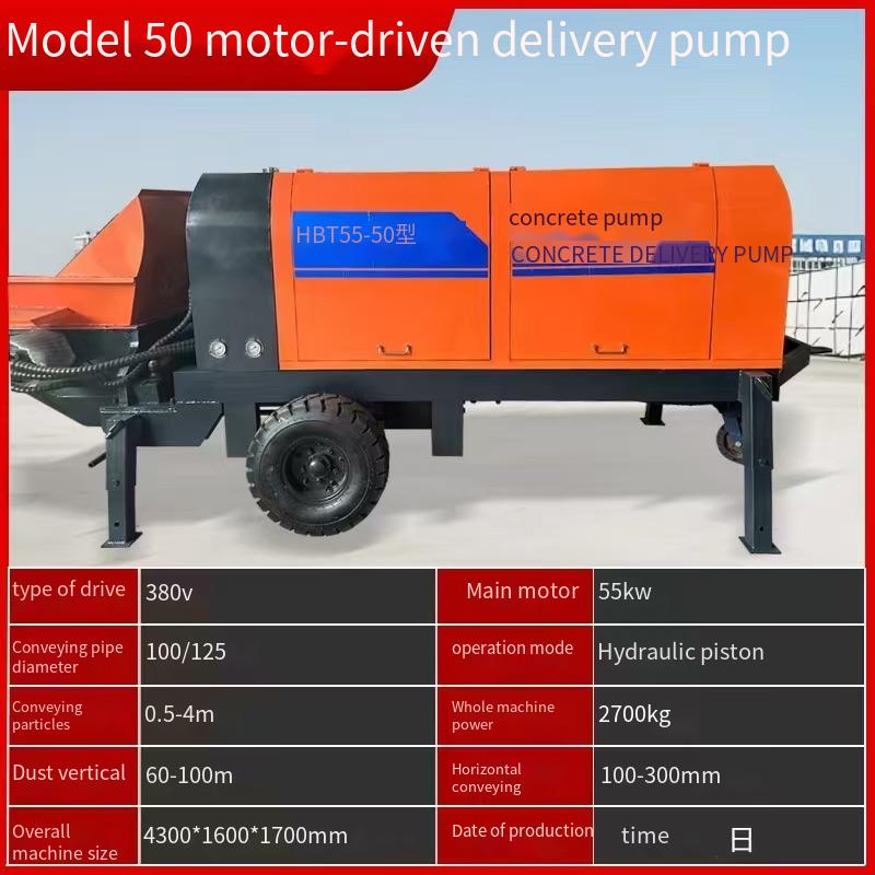 China Concrete Machine Factory Mini Concrete Pump Cement Concrete Boom Pump Trailer Diesel Dhbt 60 80 Concrete Pump 